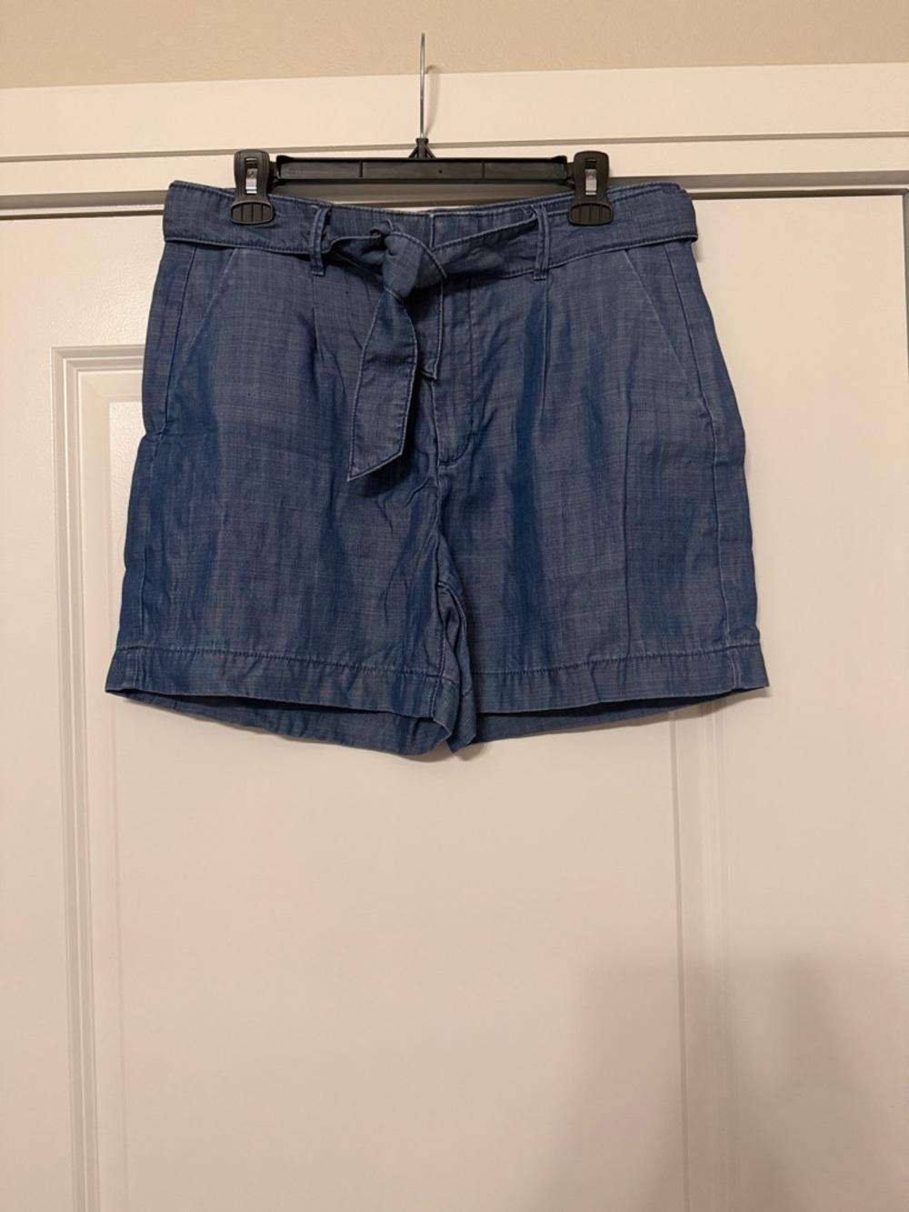 White House Black Market Blue Tie-Front Chambray Shorts